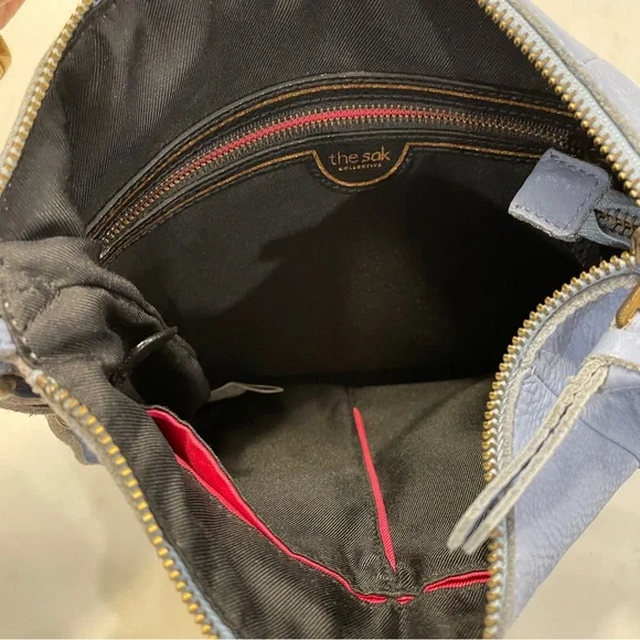 The Sak Ladera Light Blue Pebbled Leather Crossbody Bag - Picture 6 of 10